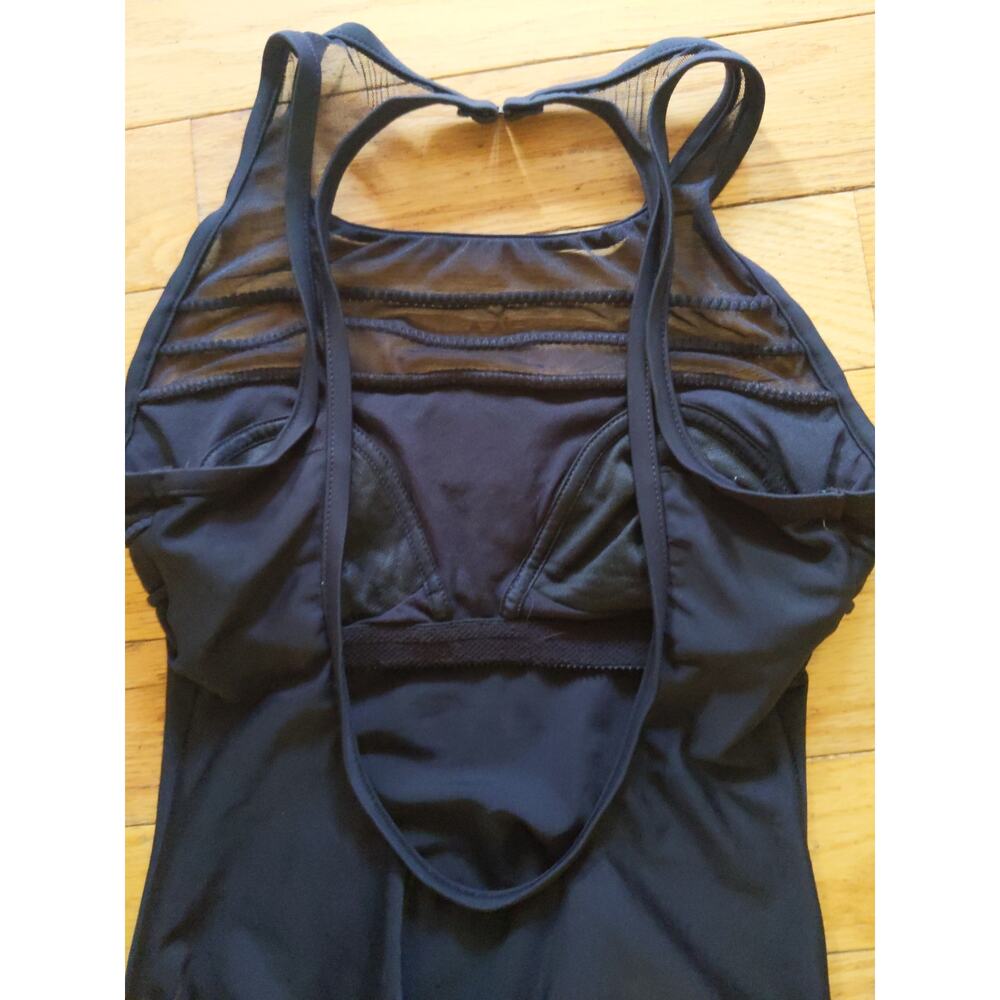 Jantzen Black One Piece Swimsuit Pleated Bust Vintage Style Classic Size 12L - Picture 3 of 8